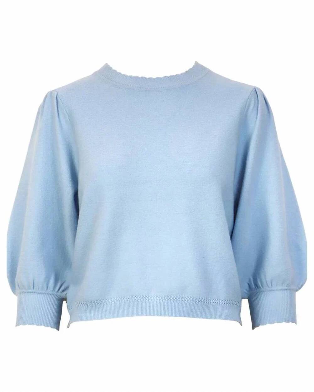 NEW LUCY PARIS women's britt knit 3/4 sleeve top in sky blue